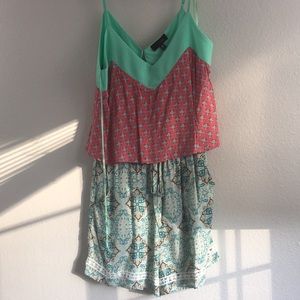 Pink and Teal Romper